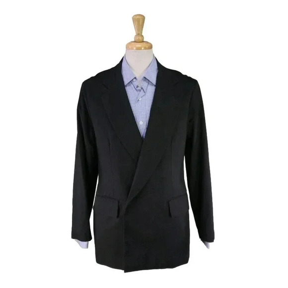 NVy by Nano-Universe Black Double Breasted Cotton Blazer Jacket Medium - Picture 1 of 8